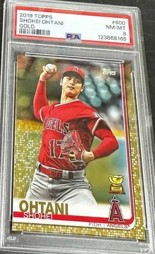 2019 Topps #600 Shohei Ohtani Gold Cup GOLD #'d 1821/2019 PSA 8