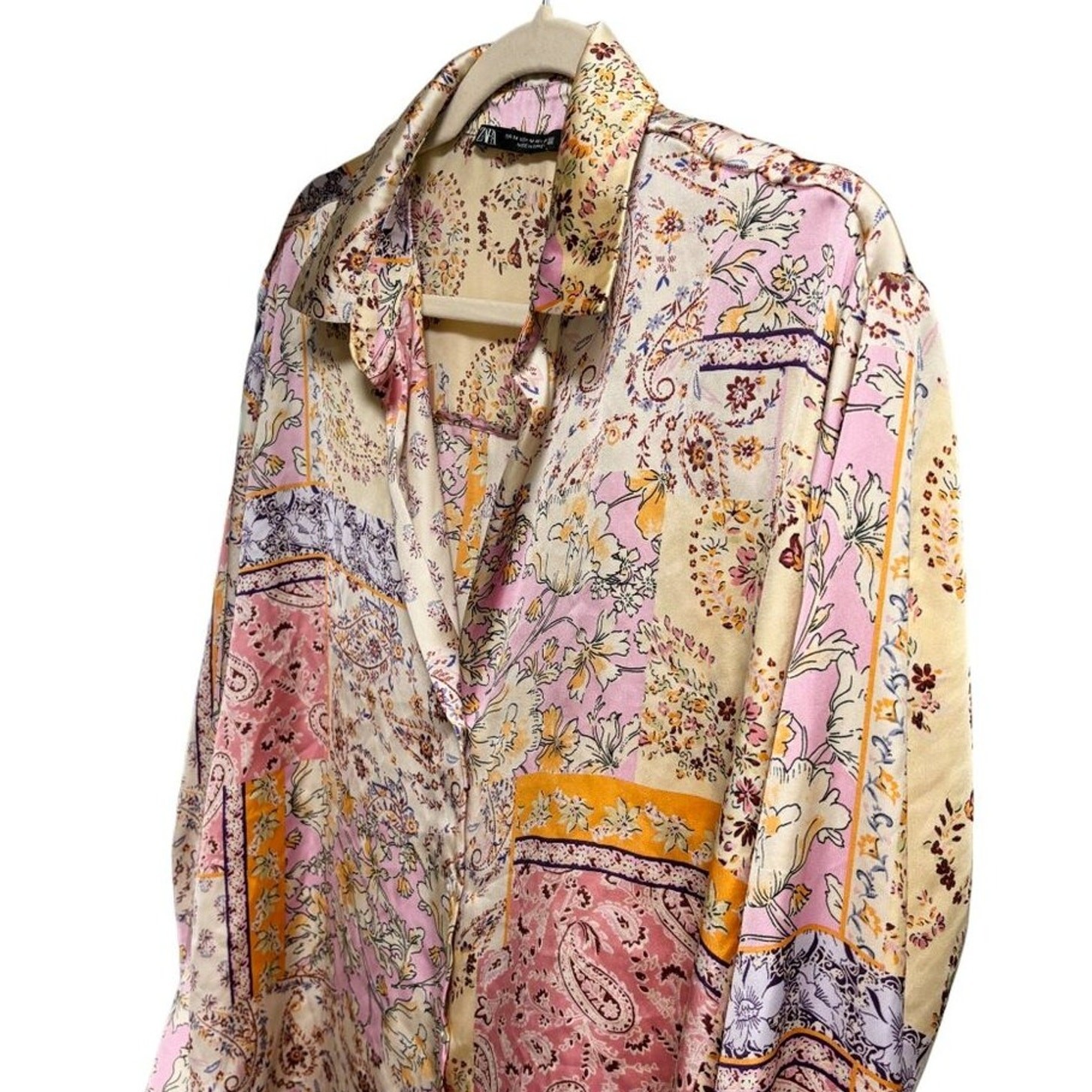 ZARA Bohemian Patchwork Oversized Button Front Sa… - image 3