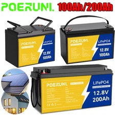 NEW 12V 200AH/100AH LiFePO4 15000 Deep Cycles Lithium Battery BMS for Solar RV