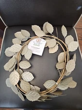 My Texas House Garland Metal Leaf Leaves 6 Ft Champagne Lt Taupe Wired Decor
