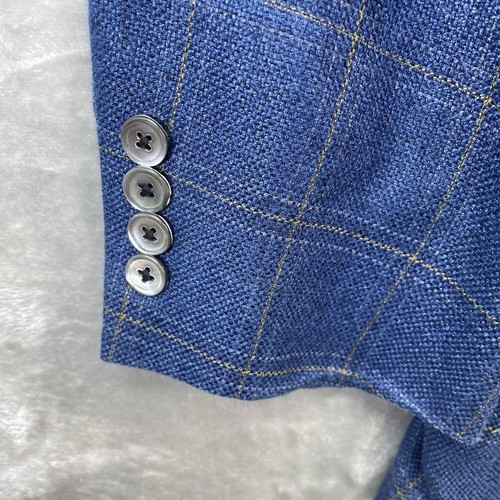 Bullock & Jones Blazer Uomo Taglia 48R Tuta Giacca Due Bottoni Plaid Lana USA Casual - Foto 14 di 16