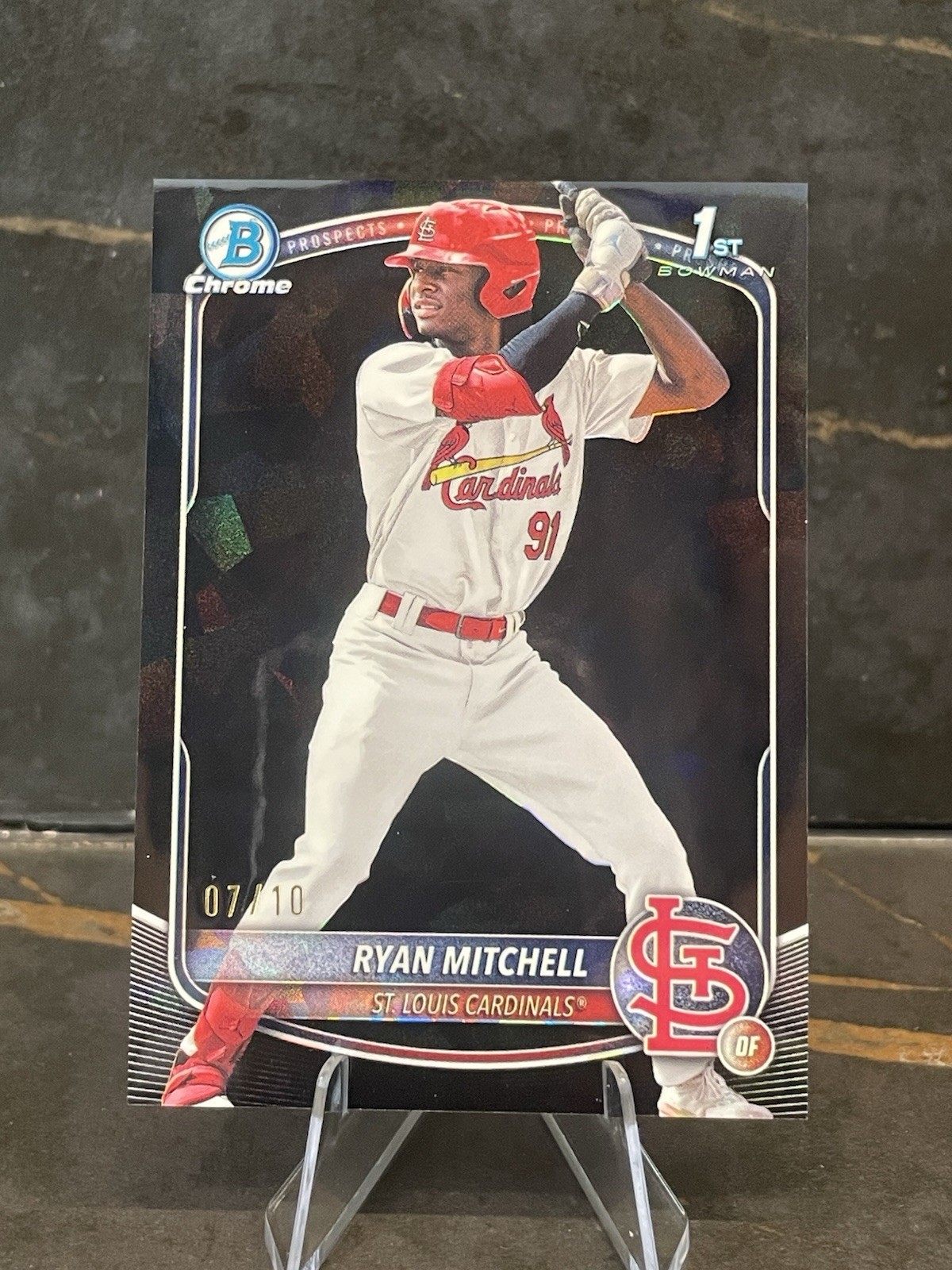 RYAN MITCHELL 2025 BOWMAN DRAFT 1ST SAPPHIRE BLACK REFRACTOR /10 CARDINALS