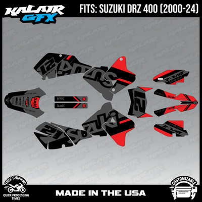Graphics kit for Suzuki DRZ400 SM, S and E (2000-2024) Enigma Series - Red Shift