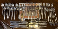 Oneida Wm A Rogers BRITTANY ROSE 1948 Silverplate Flatware Silverware 48 Pieces