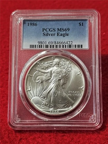 1986 American Silver Eagle $1 Dollar ASE PCGS MS 69                       #T1362