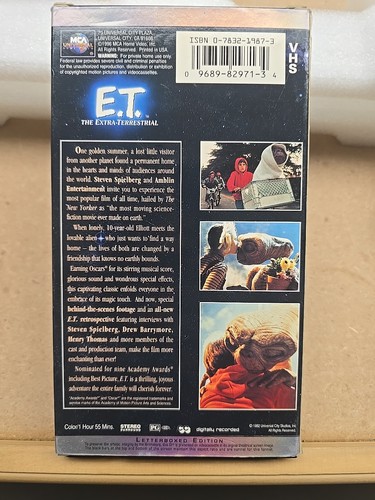 E.T. The Extra-Terrestrial 1982 VHS Letterboxed Edition 1996 Digitally Mastered - Picture 3 of 5
