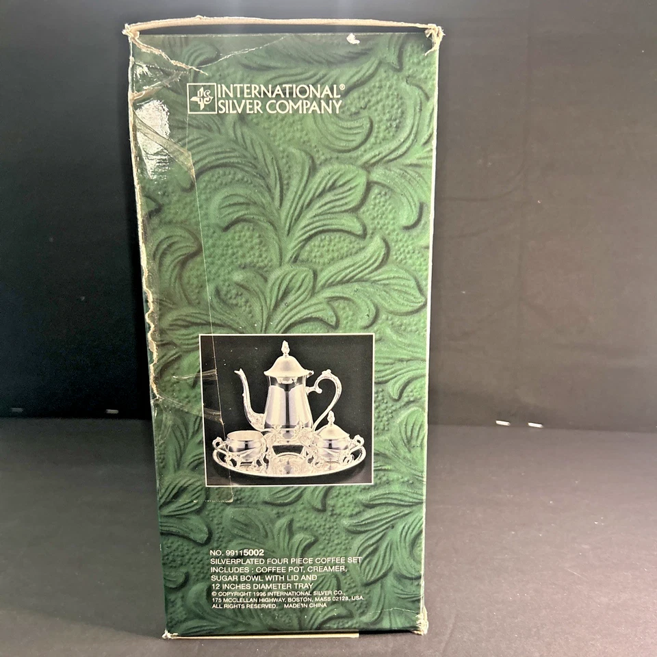 International Silver Company enchapado en plata 4 piezas Juego de café DE COLECCIÓN NUEVO EN CAJA *LEER* Foto 2 de 4
