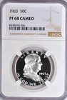 1963 Franklin Half Dollar Proof NGC PF 68 CAMEO PR 68 CAM Frosty Silver Coin 50C