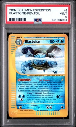 2002 POKEMON EXPEDITION #4 BLASTOISE-REVERSE FOIL PSA 9