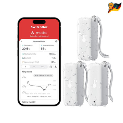 SwitchBot Hygrometer Thermometer Bluetooth 3er Pack 3x Datenexport Sensor