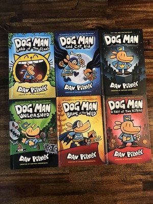 Dog Man Hardcover Books Dav Pilkey Lot 6 Cat Kid Lord Fleas 2 Kitties Brawl
