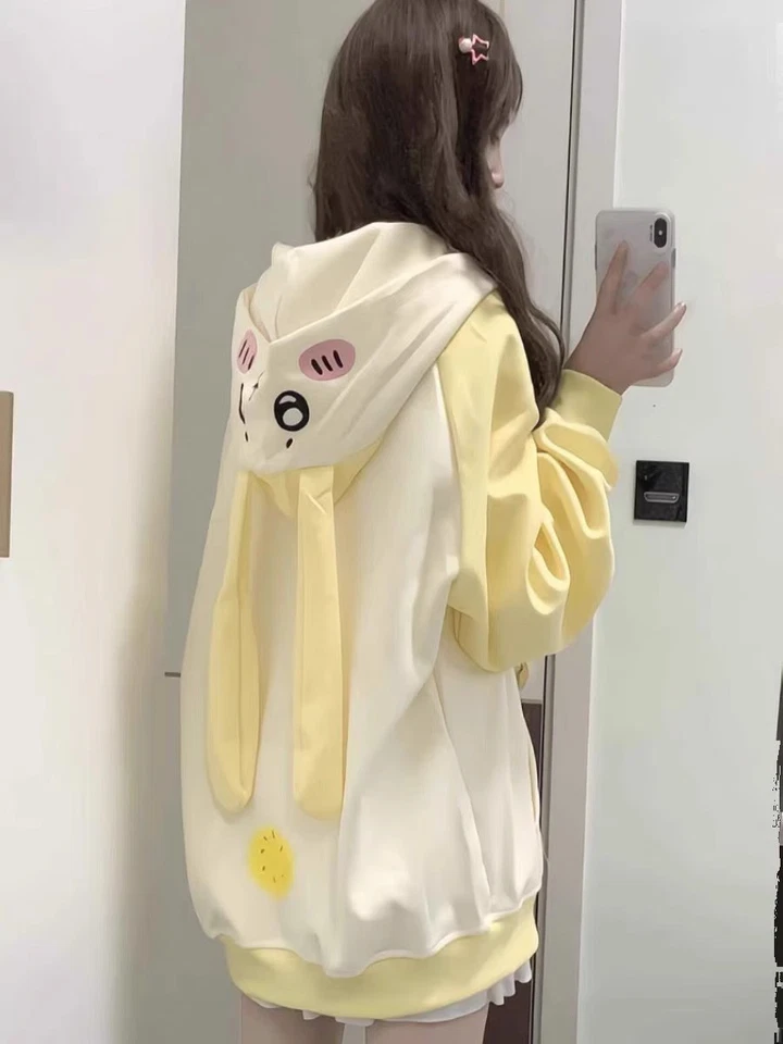 Disfraz de Chiikawa Hachiware Usagi Sudadera con Capucha Suelta Chaqueta de Gran Tamaño Ropa Foto 3 de 4