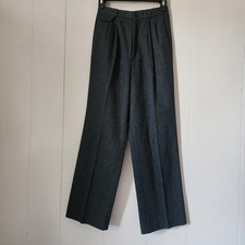 Vintage 70s Chequers 7/8 Union Made Wool Gray Pleated Wide Leg Trousers High