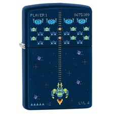 Zippo Windproof Lighter Pixel Game Design Navy Matte Finish 49114