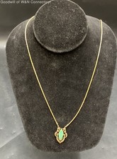 14K Yellow Gold Beaded Necklace with 12K Jade Pendant 9.82