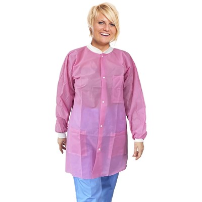 10 Light Pink Disposable SPP Lab Jackets 45 gsm Small