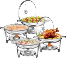 1/2/4 Packs 5QT/6QT Chafing Dish Buffet Set Round Stainless Steel Food Warmer