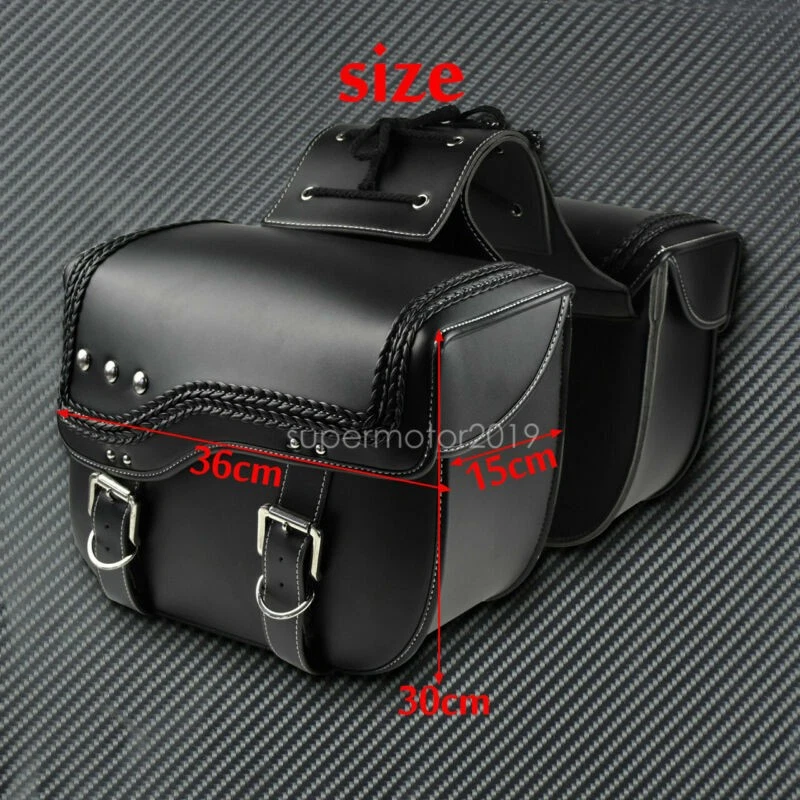 Motorcycle Saddle Bags Side Storage Bag Fit For Honda Suzuki Kawasaki Yamaha - Image 2 of 4