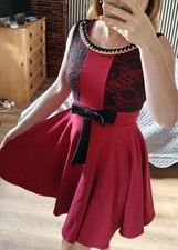 Women's Red Sleeveless Dress With Detachable Chain Size S