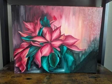 Oil Painting FLOWERS   abstract SIGNED  Original on canvas