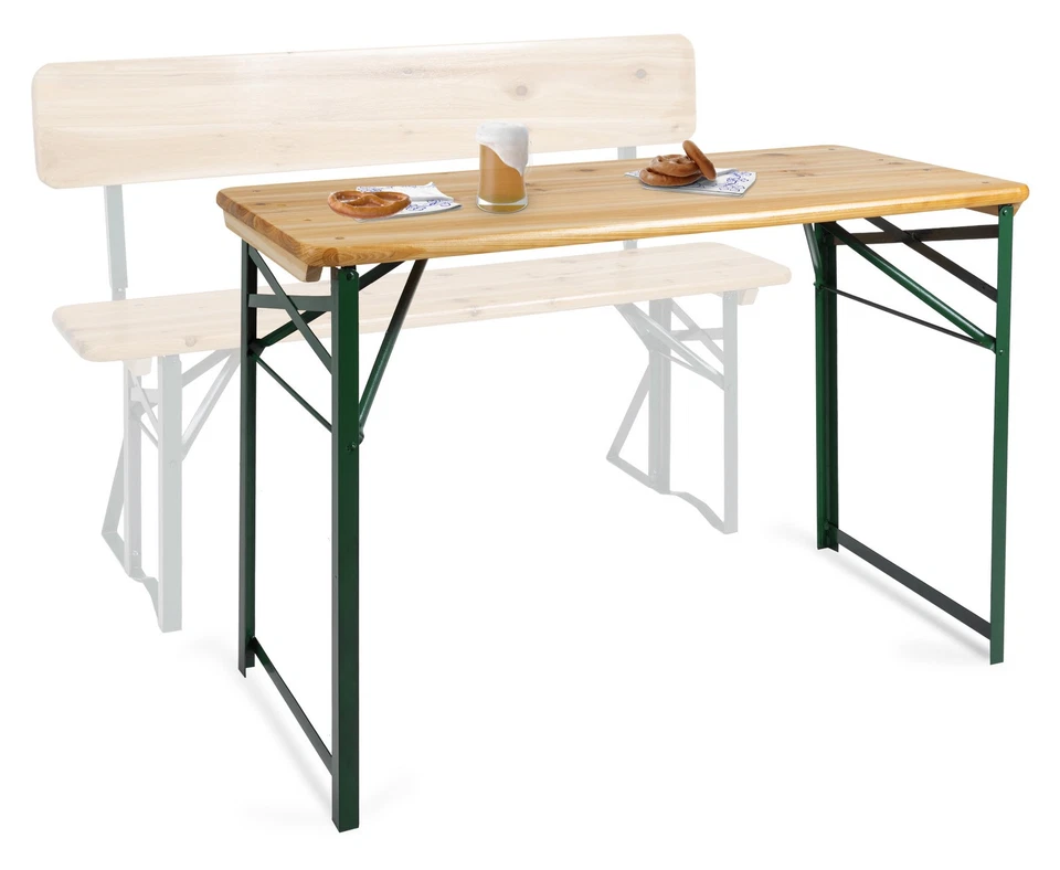 Tavolo da Giardino in Legno Solido Birreria Esterno Campeggio Pieghevoli 119cm - Immagine 4 di 4