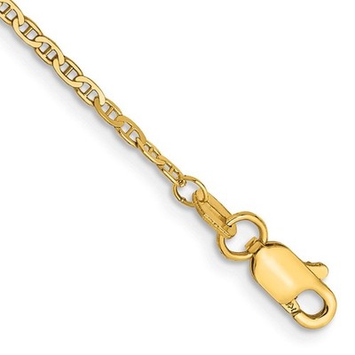 14K 9 Zoll 1,5 mm leichtes flaches Ankerglied mit Karabinerverschluss Fußkette Ne