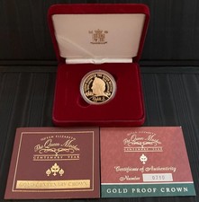 2000 Gold Proof Crown, Queen Mother centenary, 3000 minted cased with certs