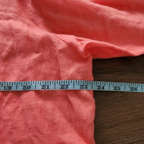 Eileen Fisher Irish Linen Button Down Shirt Salmon Minimalist Coastal Grandma - Picture 6 of 7