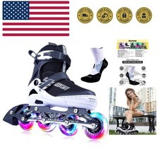 Adjustable Inline Skates for Kids and Adults with Full Light Up Wheels, Outdo...
