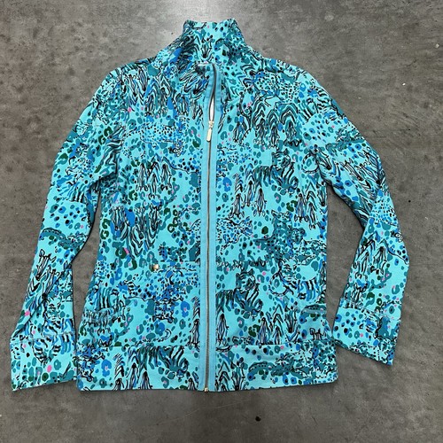 Lilly Pulitzer Full Zip Up Jacket Womens Size Large Turquoise