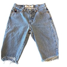 Vintage Guess Low Waist Raw Hem Denim Shorts Light Wash Blue 28 Y2K