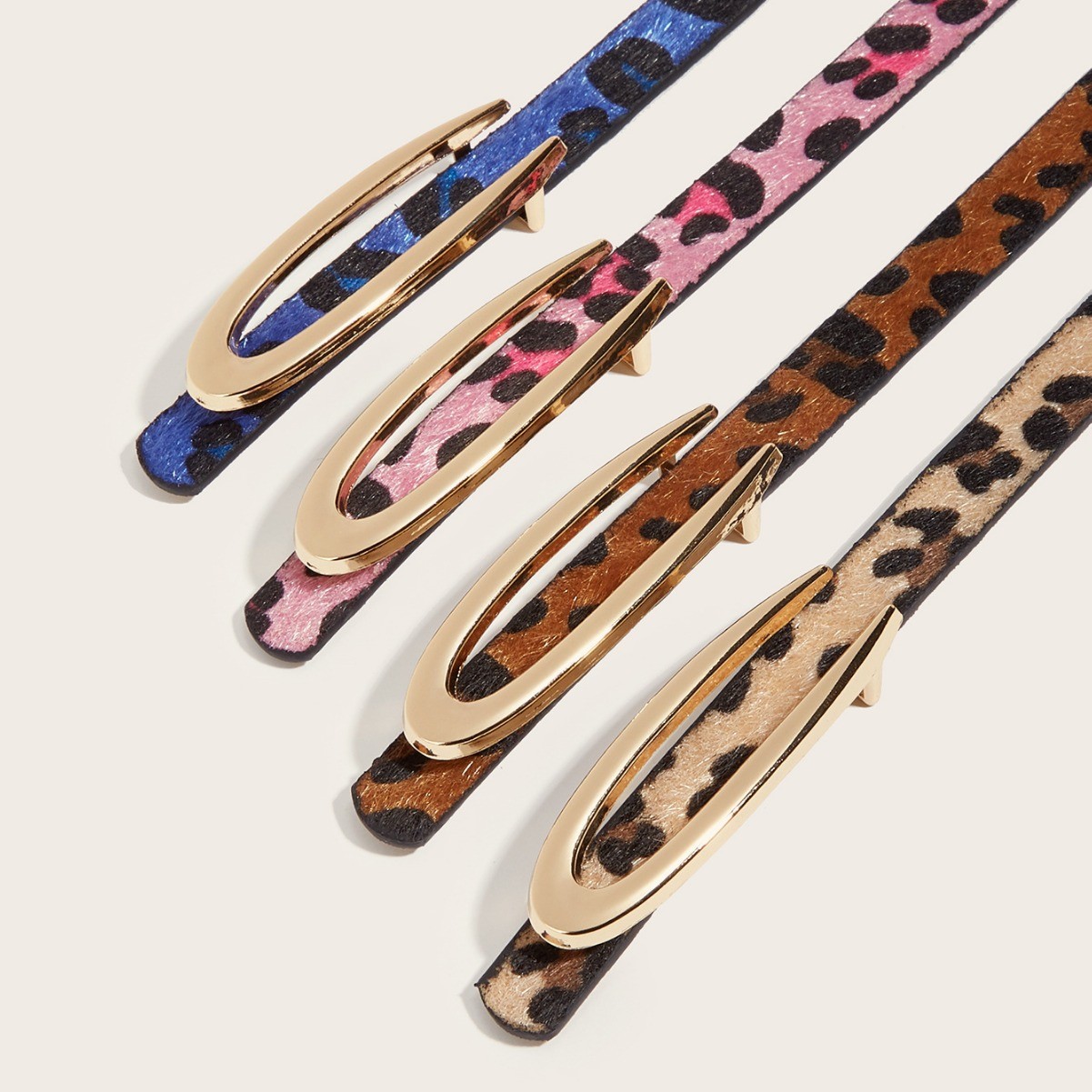 Cintura donna moda retrò leopardata skinny cintura fibbia regolabile jeans abito foto 2