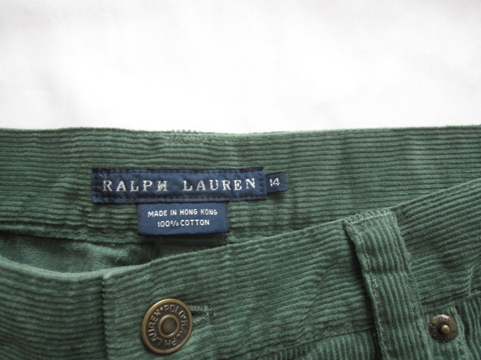 Y2K Vintage Ralph Lauren RL Corduroy Pants Women Cotton Wide Leg Sz 14 (WP375) thumbnail 3