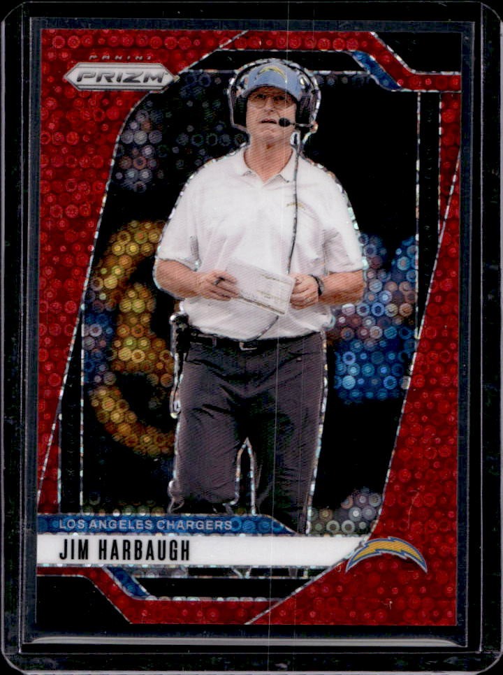 2024 Prizm Jim Harbaugh No Huddle Red #52/75 Chargers