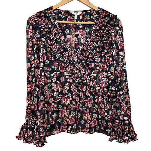 & Other Stories Paris Atelier Floral Long Sleeve Pleated Ruffle Blouse Womens 6