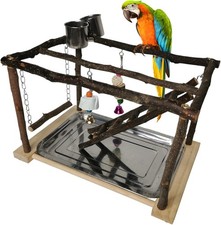 Tfwadmx Parrots Playstand Bird Play Gym Cockatiel Playground Wood Perch Brown
