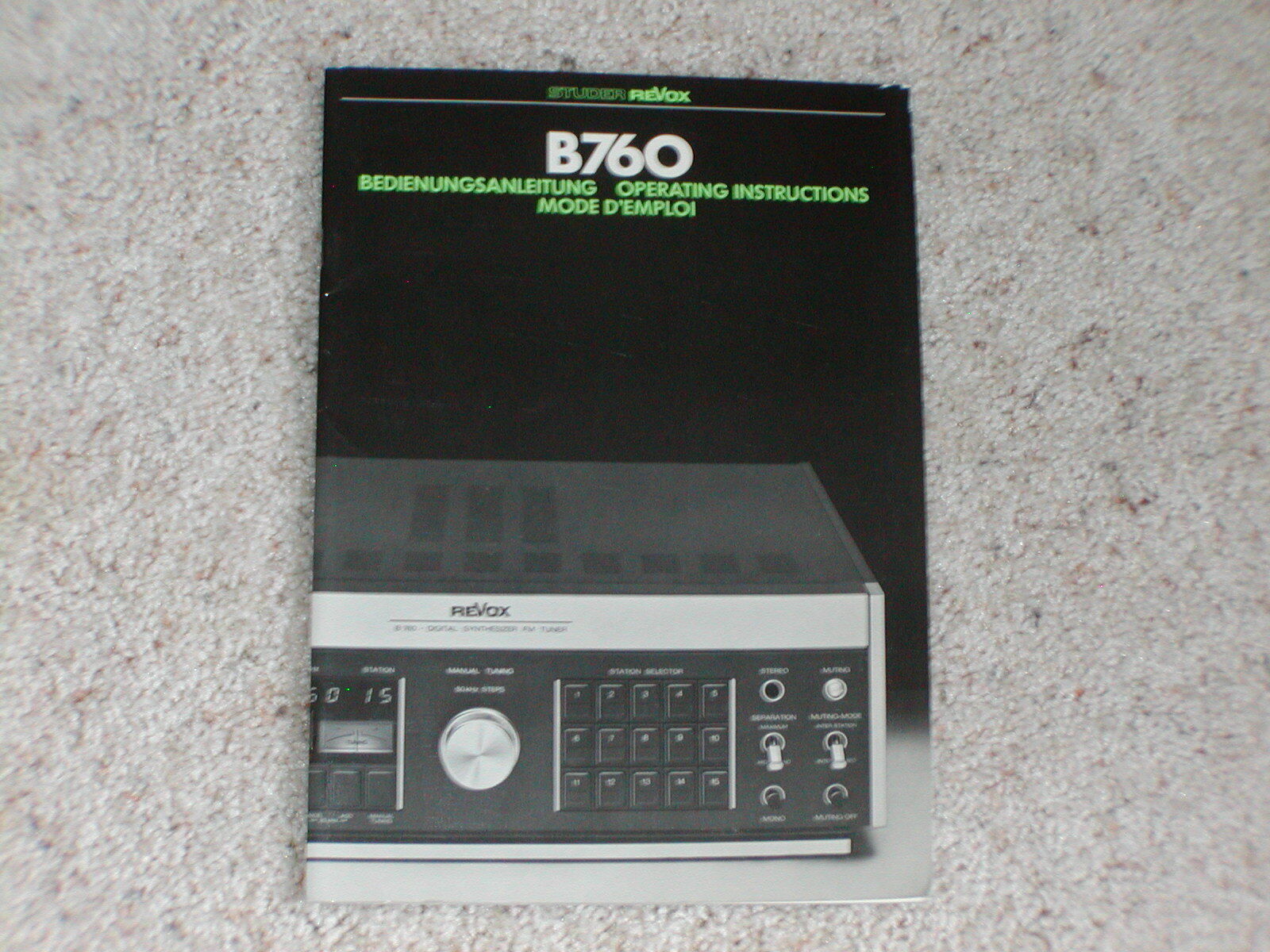 Vintage Original Revox B760 Manual. Good Condition.