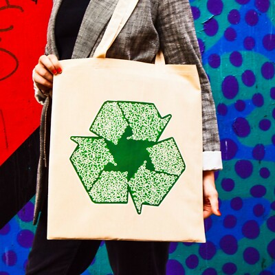 Recycling Tragetasche - grüne Blumen retten den Planeten Umweltsymbol wiederverwendbar