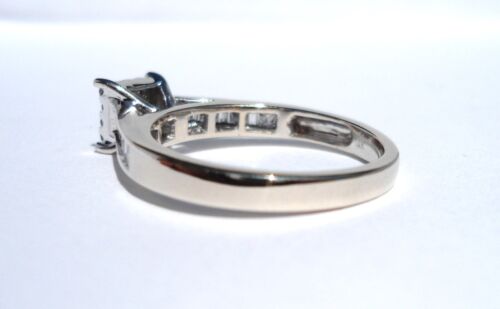 14k Solid White Gold Natural Princess Cut Diamond Ring Band W/Accents - Size 6.5 - Picture 7 of 24