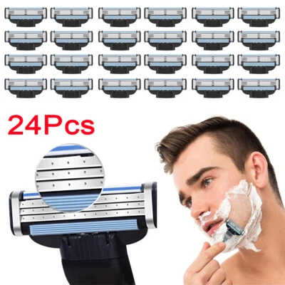 NEW-YIJUNSHUN 24Pcs Replacments Blades for Gillette MACH 3 Razor Blades Stainless Steel Blades