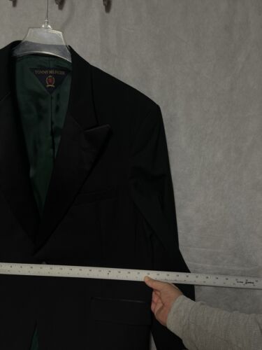 Tommy Hilfiger Tuxedo Suit Men 44L Black 1B Wedding Prom Mason Peak Pant 38X29.5 - Picture 4 of 21