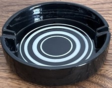 Vintage MCM Aldo Londi Bitossi Pottery Ashtray Black  White Bullseye