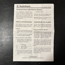 Radio Shack Manual Personal Alarm with Motion Sensor Instructions M1 
