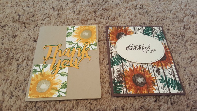 2 Handmade Stampin Up Cards Painted Harvest Thank you Cards