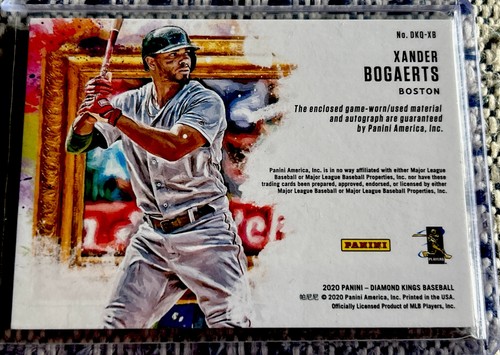 Camiseta deportiva Xander Bogaerts 2020 Panini Diamond Kings cuádruple reliquias autógrafo automático/49 - Imagen 3 de 4