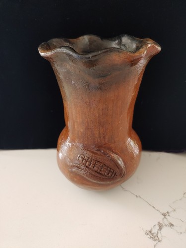 Navajo Corn Vase Pine Pitch Pottery Signed LS