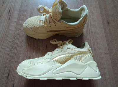 PUMA Kids' Girls RS-X Running System Sneakers Shoes In Yellow Glittered Size 2C