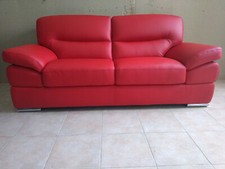 DIVANO 3 POSTI IN VERA  PELLE  ROSSO   CM  215  A