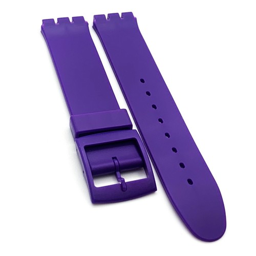 Swatch Watch Band 17 MM Plain Green, Navy Blue, Red, Yellow, Purple, Blue, Black - Picture 27 of 39