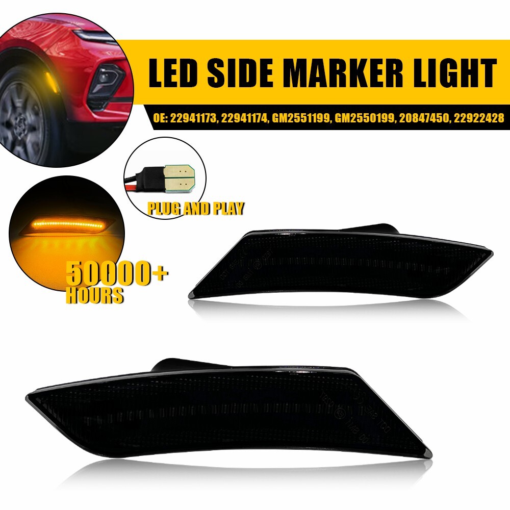 Smoked Amber LED Side Bumper Marker Light Kit for 2019+ Chevy Blazer